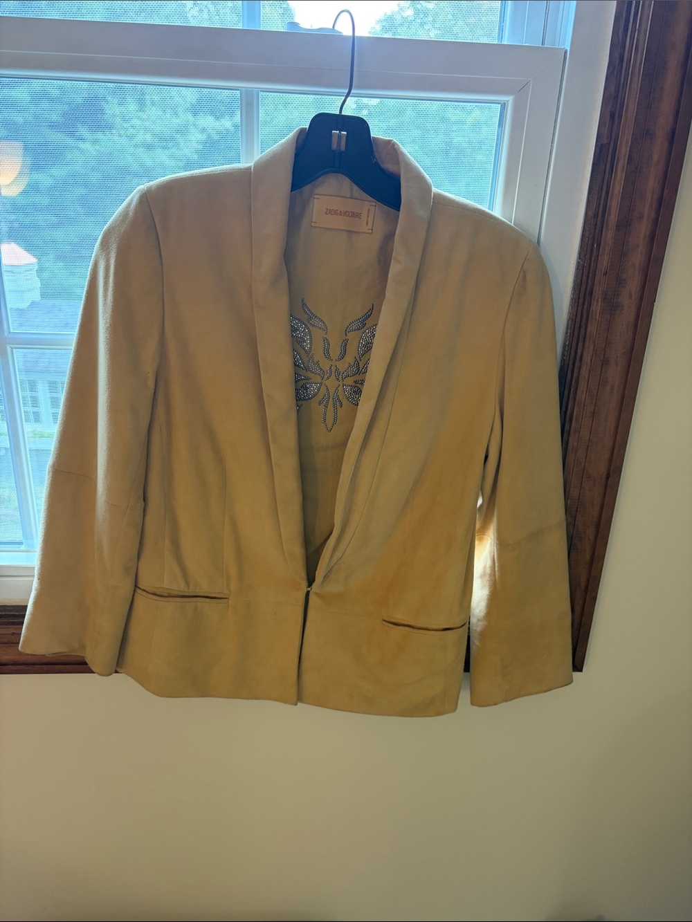 Zadig & VoltaireYellow Suede Open-Front Women's Jacket